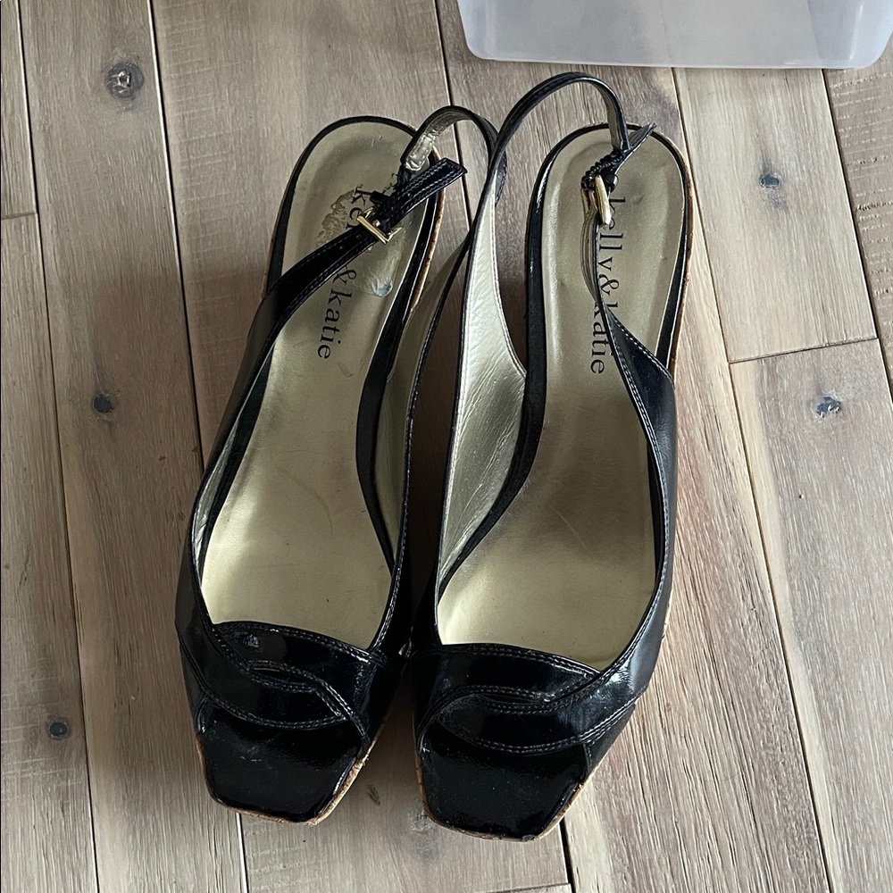 Kelly & Katie Black Peep Toe Heels